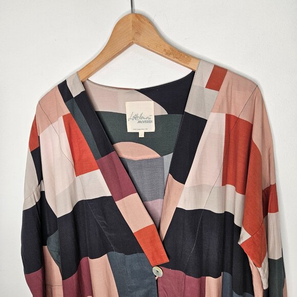 McVerdi Denmark Elmegaard Long Kimono Sz S Lagenlook Artsy Art To wear - Picture 3 of 13